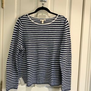 Excellent condition Eileen Fisher cotton and linen sweater in fun stripe